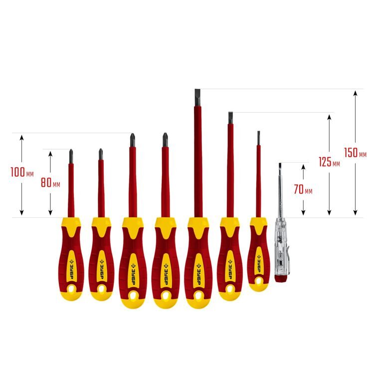 ЗУБР 8 предм, набор диэлектрических отверток, Профессионал (25268)